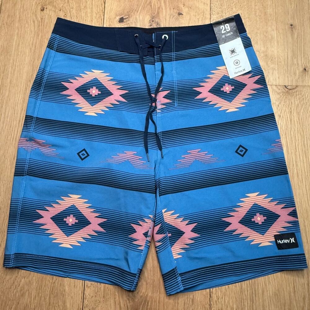 NWT Hurley Weekender 20" Board Shorts Blue Geometric Men's Swimwear 29